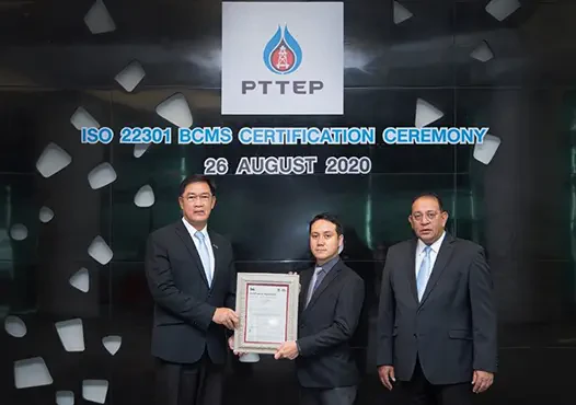 PTTEP receives ISO 22301:2012 International Standard for Business Continuity Management for S1 Project
